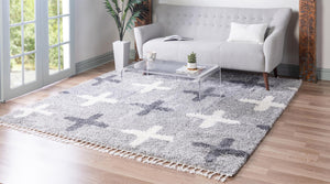 Light Gray 8' x 8' Hygge Shag Square Area Rug Thick Soft Touch Fluffy & Plush Shaggy Pile 100% Polypropylene With Jute Backing Modern Carpet for Sale at Rug Engine