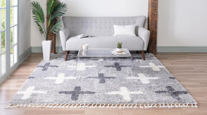 Light Gray 8' x 8' Hygge Shag Square Area Rug Thick Soft Touch Fluffy & Plush Shaggy Pile 100% Polypropylene With Jute Backing Modern Carpet for Sale at Rug Engine