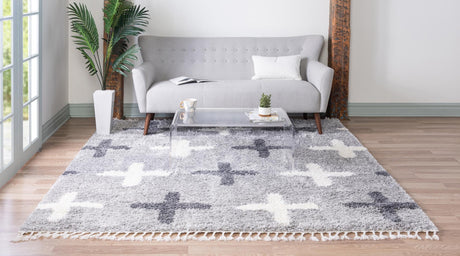 Light Gray 8' x 8' Hygge Shag Square Area Rug Thick Soft Touch Fluffy & Plush Shaggy Pile 100% Polypropylene With Jute Backing Modern Carpet for Sale at Rug Engine
