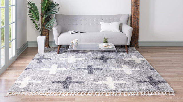 Light Gray 8' x 8' Hygge Shag Square Area Rug Thick Soft Touch Fluffy & Plush Shaggy Pile 100% Polypropylene With Jute Backing Modern Carpet for Sale at Rug Engine