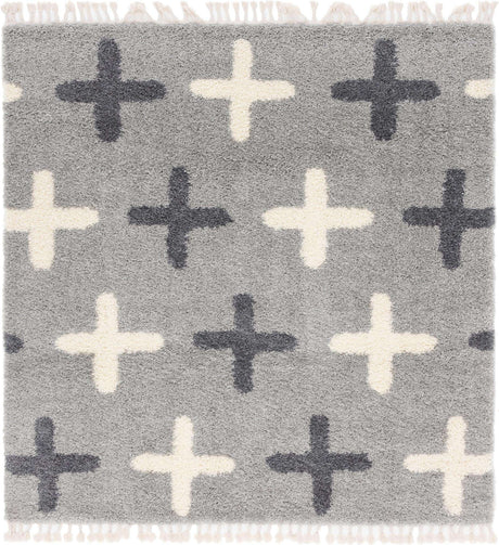 Light Gray 8' x 8' Hygge Shag Square Area Rug Thick Soft Touch Fluffy & Plush Shaggy Pile 100% Polypropylene With Jute Backing Modern Carpet for Sale at Rug Engine