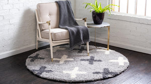 Light Gray 5' x 5' Hygge Shag Round Area Rug Thick Soft Touch Fluffy & Plush Shaggy Pile 100% Polypropylene With Jute Backing Modern Carpet for Sale at Rug Engine