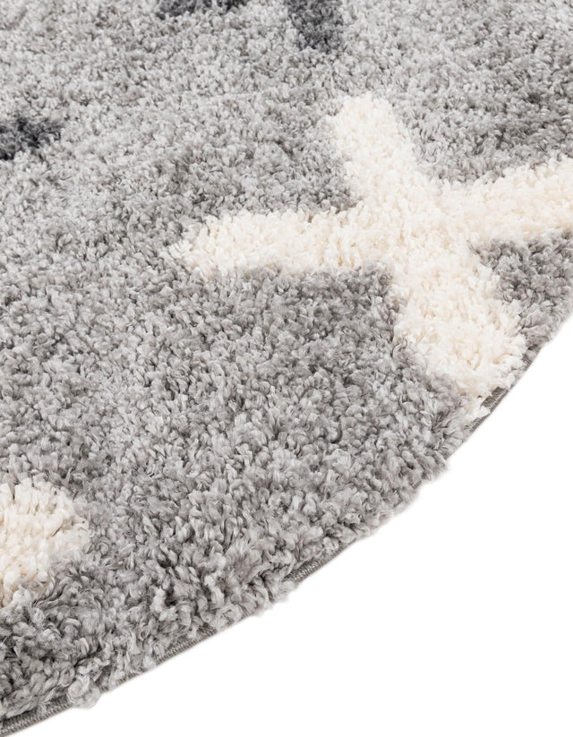 Light Gray 5' x 5' Hygge Shag Round Area Rug Thick Soft Touch Fluffy & Plush Shaggy Pile 100% Polypropylene With Jute Backing Modern Carpet for Sale at Rug Engine