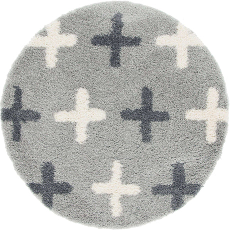 Light Gray 5' x 5' Hygge Shag Round Area Rug Thick Soft Touch Fluffy & Plush Shaggy Pile 100% Polypropylene With Jute Backing Modern Carpet for Sale at Rug Engine