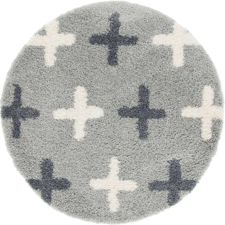 Light Gray 3' 3 x 3' 3 Hygge Shag Round Area Rug Thick Soft Touch Fluffy & Plush Shaggy Pile 100% Polypropylene With Jute Backing Modern Carpet for Sale at Rug Engine