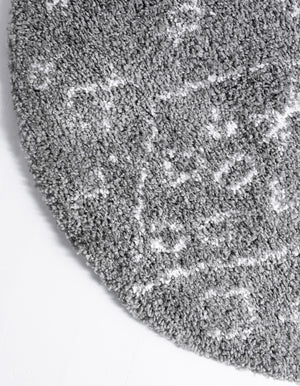 Gray 5' 3 x 5' 3 Rabat Shag Round Area Rug Thick Soft Touch Fluffy & Plush Shaggy Pile