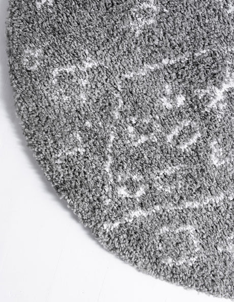 Gray 5' 3 x 5' 3 Rabat Shag Round Area Rug Thick Soft Touch Fluffy & Plush Shaggy Pile Durable Geometric Carpet for Luxury Interior Design for Sale at Rug Engine