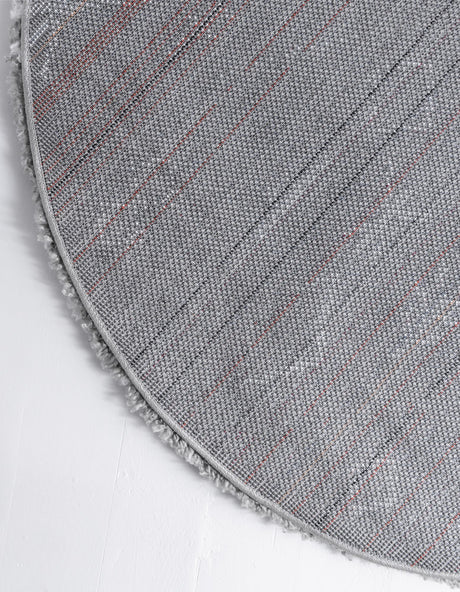 Gray 5' 3 x 5' 3 Rabat Shag Round Area Rug Thick Soft Touch Fluffy & Plush Shaggy Pile Durable Geometric Carpet for Luxury Interior Design for Sale at Rug Engine
