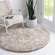 Taupe 8' x 8' Rabat Shag Round Area Rug Thick Soft Touch Fluffy & Plush Shaggy Pile