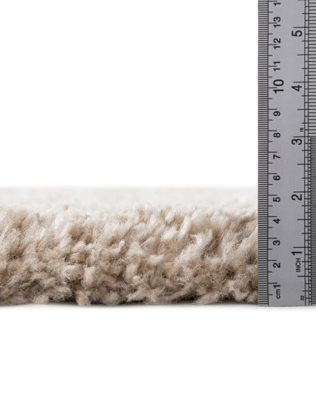 Taupe 8' x 8' Rabat Shag Round Area Rug Thick Soft Touch Fluffy & Plush Shaggy Pile Durable Geometric Carpet for Luxury Interior Design for Sale at Rug Engine