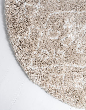 Taupe 8' x 8' Rabat Shag Round Area Rug Thick Soft Touch Fluffy & Plush Shaggy Pile