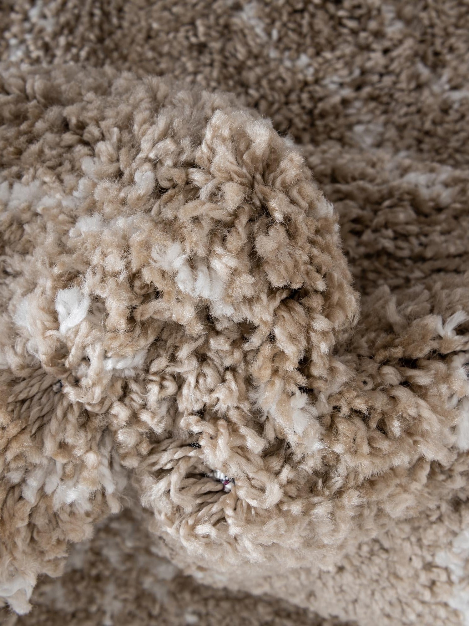Taupe 8' x 8' Rabat Shag Round Area Rug Thick Soft Touch Fluffy & Plush Shaggy Pile Durable Geometric Carpet for Luxury Interior Design for Sale at Rug Engine