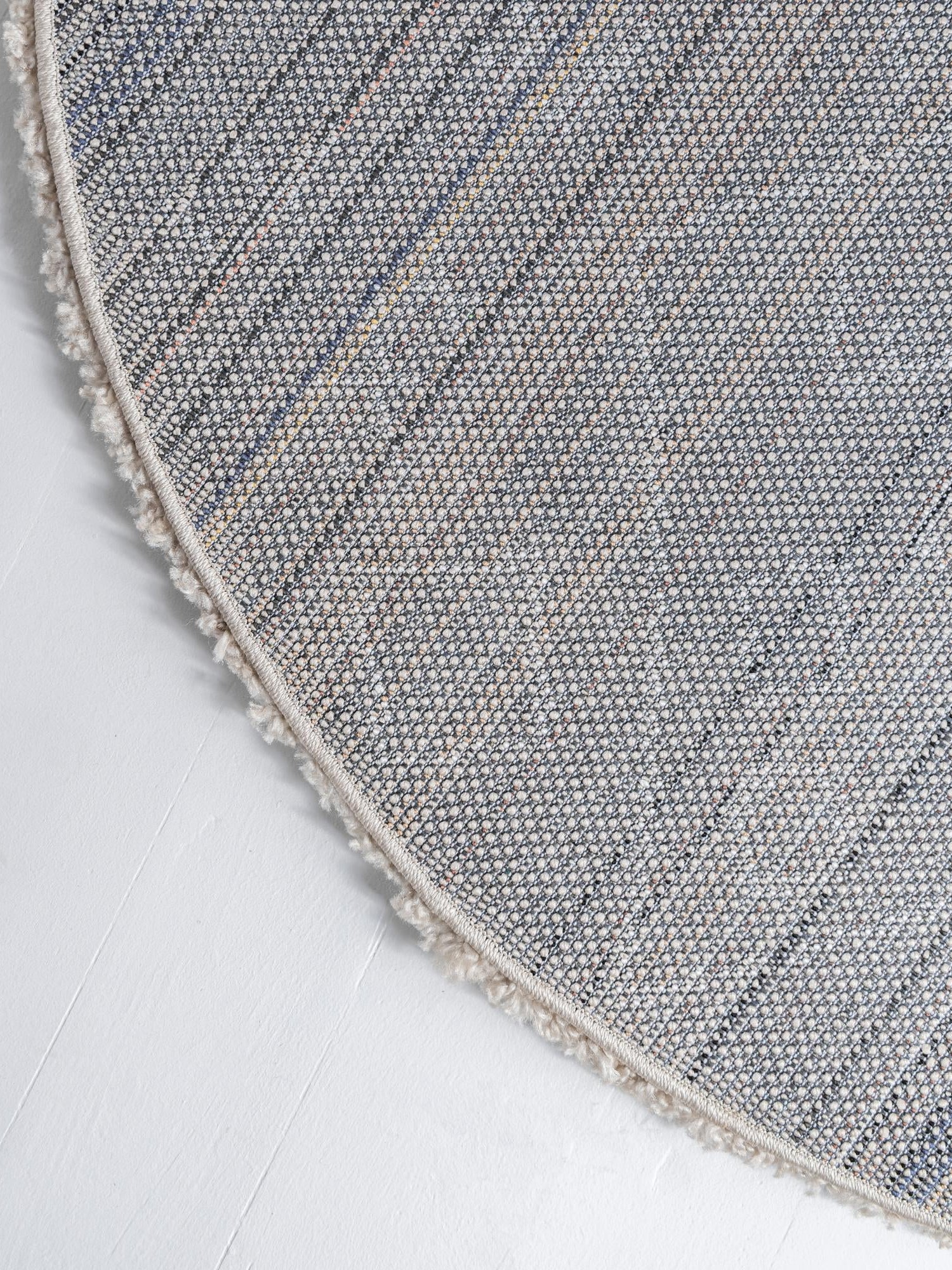 Taupe 8' x 8' Rabat Shag Round Area Rug Thick Soft Touch Fluffy & Plush Shaggy Pile Durable Geometric Carpet for Luxury Interior Design for Sale at Rug Engine