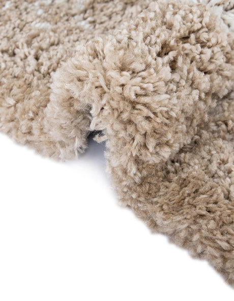 Taupe 8' x 8' Rabat Shag Round Area Rug Thick Soft Touch Fluffy & Plush Shaggy Pile Durable Geometric Carpet for Luxury Interior Design for Sale at Rug Engine
