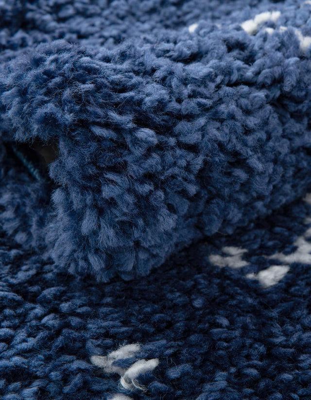Navy Blue 8' x 8' Rabat Shag Round Area Rug Thick Soft Touch Fluffy & Plush Shaggy Pile