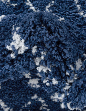 Navy Blue 8' x 8' Rabat Shag Round Area Rug Thick Soft Touch Fluffy & Plush Shaggy Pile