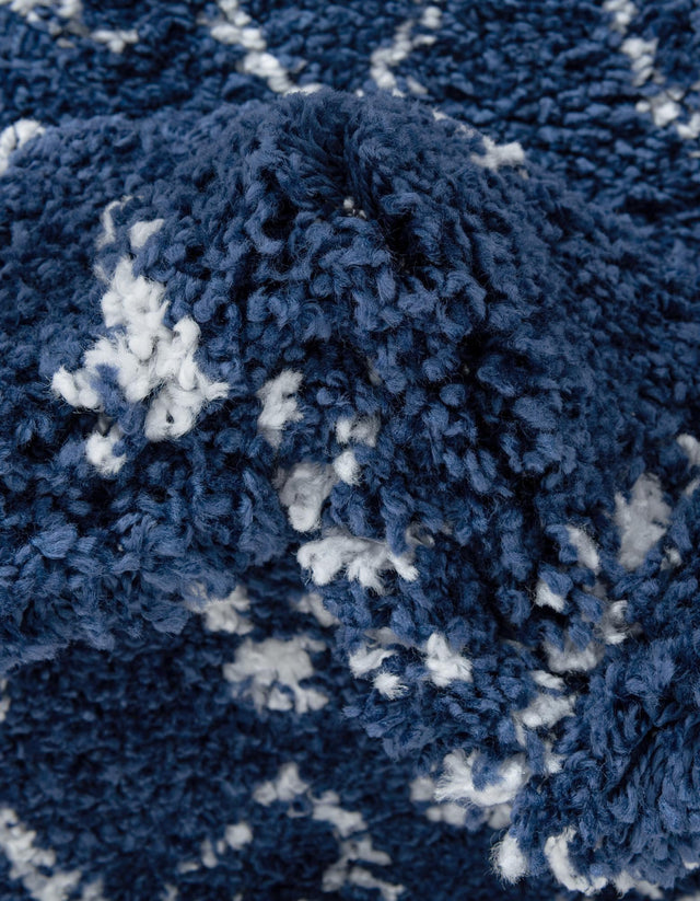 Navy Blue 8' x 8' Rabat Shag Round Area Rug Thick Soft Touch Fluffy & Plush Shaggy Pile