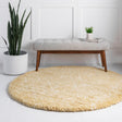 Yellow 8' x 8' Rabat Shag Round Area Rug Thick Soft Touch Fluffy & Plush Shaggy Pile