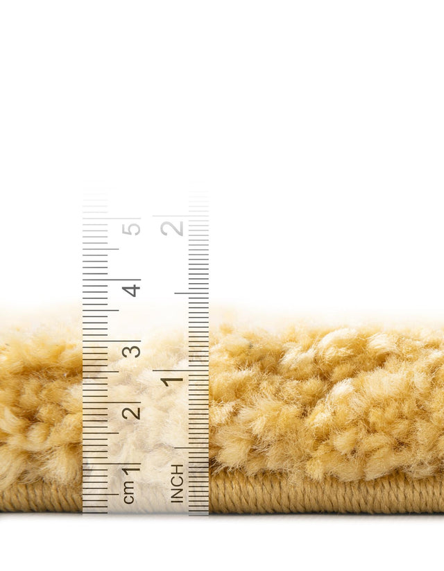 Yellow 8' x 8' Rabat Shag Round Area Rug Thick Soft Touch Fluffy & Plush Shaggy Pile