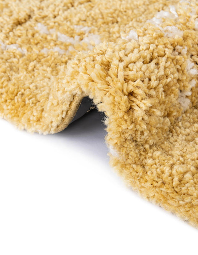 Yellow 5' 1 x 5' 1 Rabat Shag Round Area Rug Thick Soft Touch Fluffy & Plush Shaggy Pile