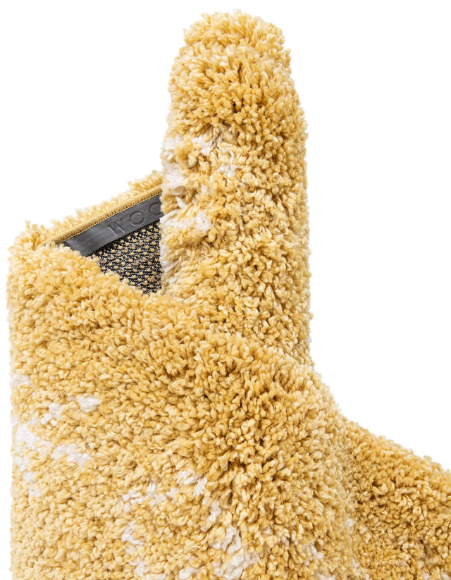 Yellow 5' 1 x 5' 1 Rabat Shag Round Area Rug Thick Soft Touch Fluffy & Plush Shaggy Pile