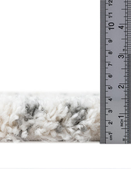 Pure Ivory 9' 10 x 9' 10 Rabat Shag Round Area Rug Thick Soft Touch Fluffy & Plush Shaggy Pile Durable Geometric Carpet for Luxury Interior Design for Sale at Rug Engine
