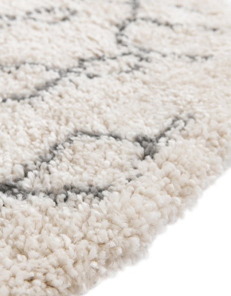 Pure Ivory 9' 10 x 9' 10 Rabat Shag Round Area Rug Thick Soft Touch Fluffy & Plush Shaggy Pile Durable Geometric Carpet for Luxury Interior Design for Sale at Rug Engine