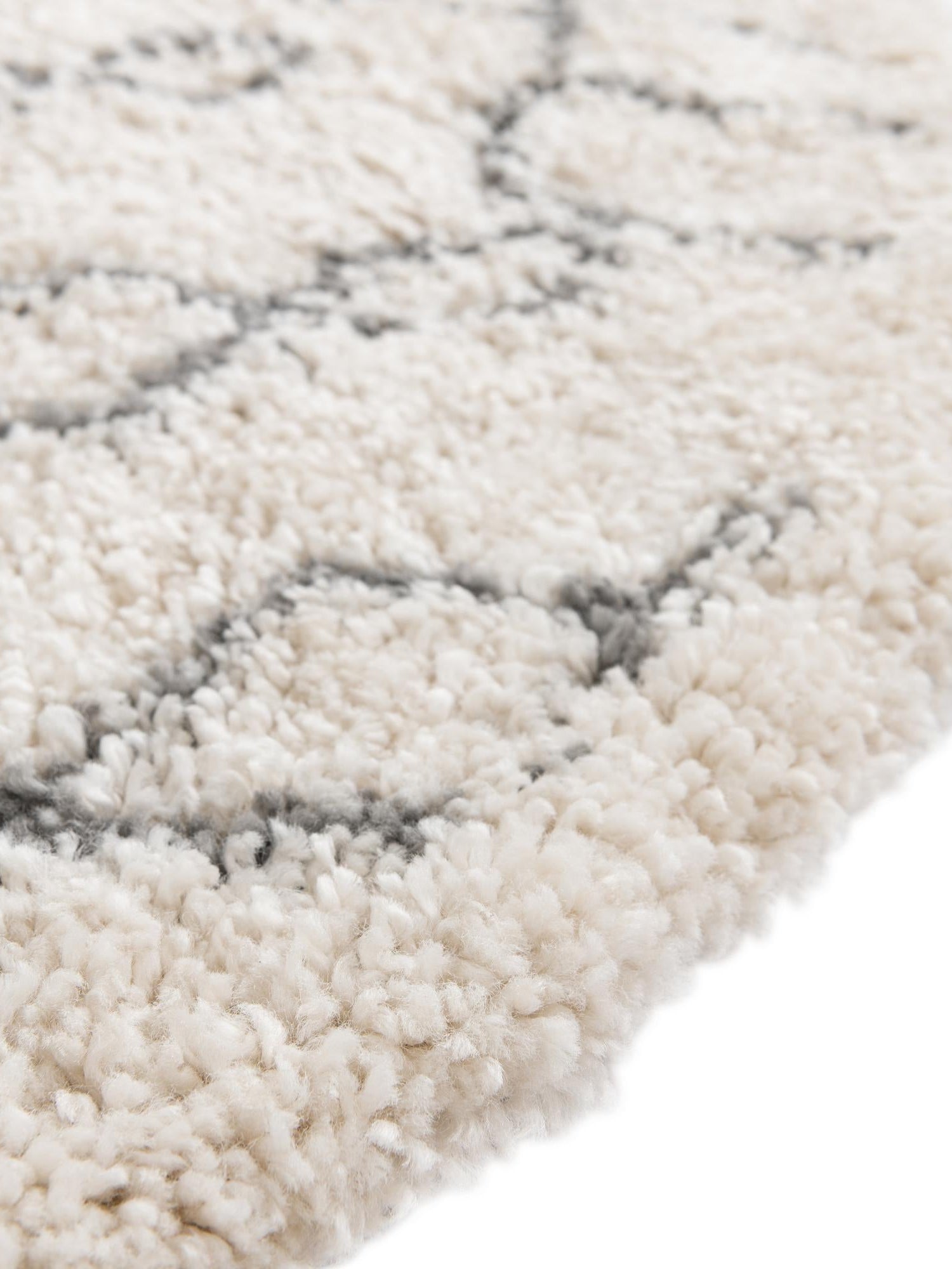 Pure Ivory 6' 1 x 6' 1 Rabat Shag Round Area Rug Thick Soft Touch Fluffy & Plush Shaggy Pile Durable Geometric Carpet for Luxury Interior Design for Sale at Rug Engine