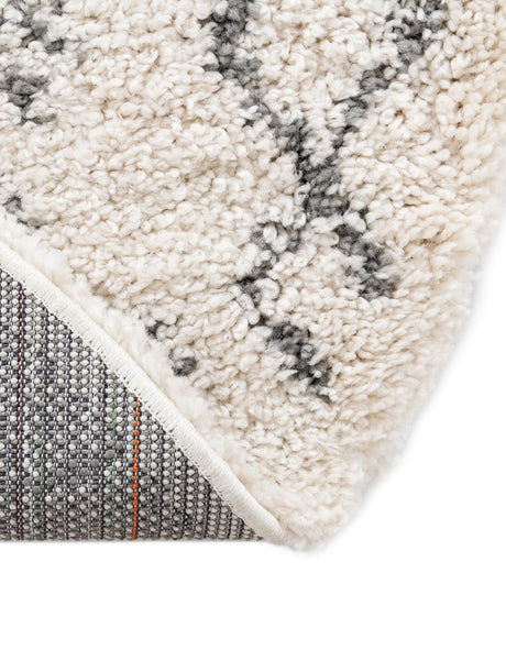 Pure Ivory 9' 10 x 9' 10 Rabat Shag Round Area Rug Thick Soft Touch Fluffy & Plush Shaggy Pile Durable Geometric Carpet for Luxury Interior Design for Sale at Rug Engine