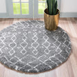 Gray 8' x 8' Rabat Shag Round Area Rug Thick Soft Touch Fluffy & Plush Shaggy Pile