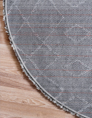 Gray 8' x 8' Rabat Shag Round Area Rug Thick Soft Touch Fluffy & Plush Shaggy Pile