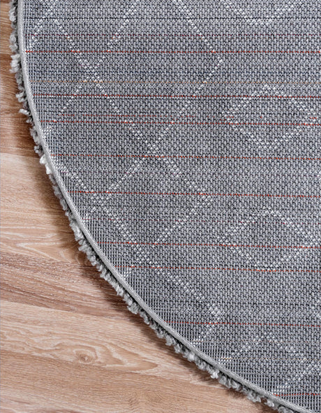 Gray 8' x 8' Rabat Shag Round Area Rug Thick Soft Touch Fluffy & Plush Shaggy Pile Durable Geometric Carpet for Luxury Interior Design for Sale at Rug Engine