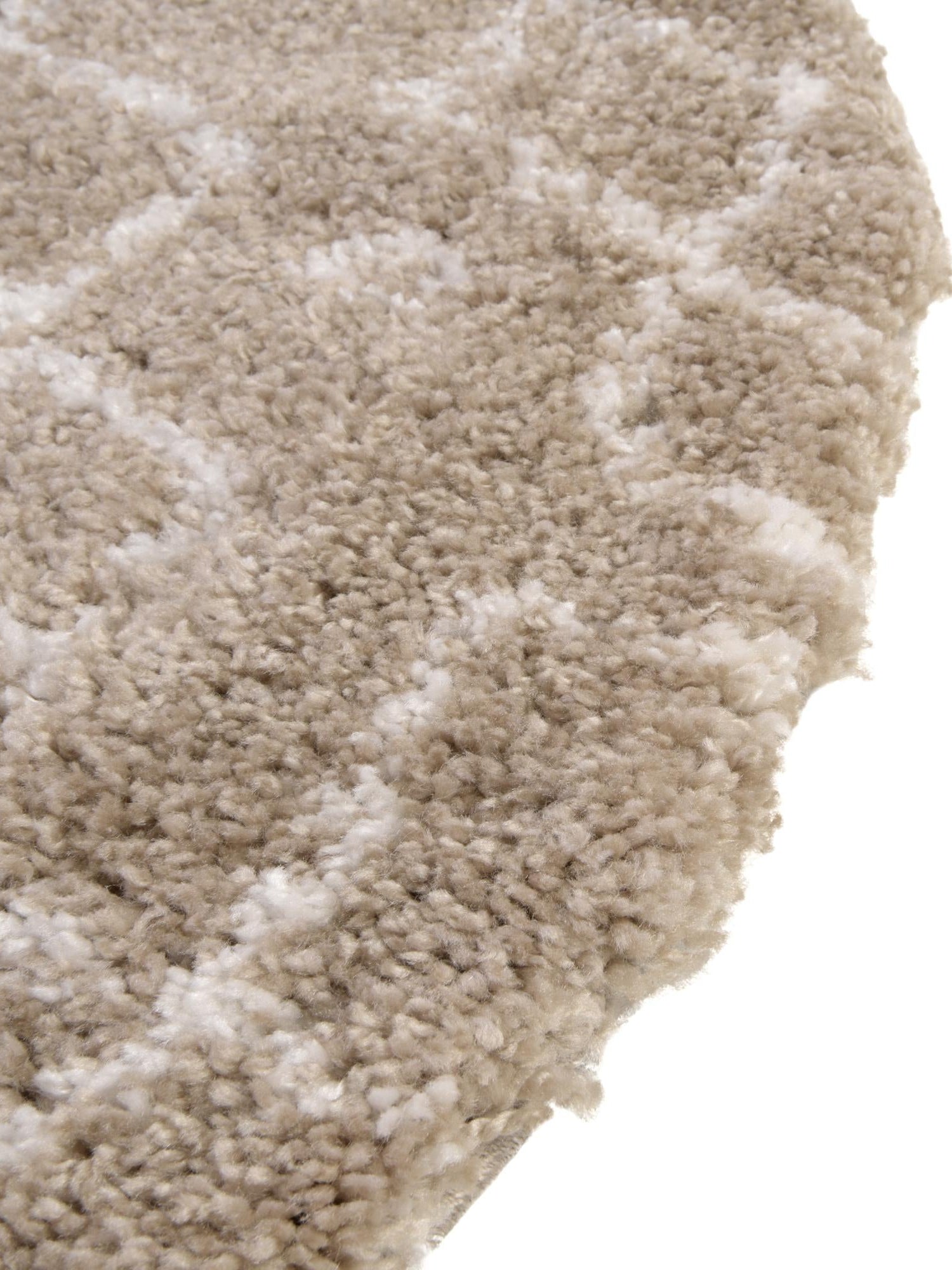 Taupe 6' 1 x 6' 1 Rabat Shag Round Area Rug Thick Soft Touch Fluffy & Plush Shaggy Pile Durable Geometric Carpet for Luxury Interior Design for Sale at Rug Engine