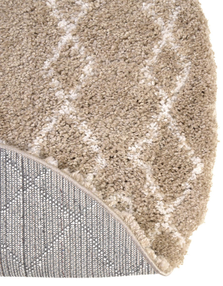 Taupe 6' 1 x 6' 1 Rabat Shag Round Area Rug Thick Soft Touch Fluffy & Plush Shaggy Pile Durable Geometric Carpet for Luxury Interior Design for Sale at Rug Engine