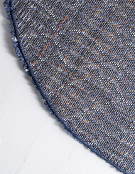 Navy Blue 8' x 8' Rabat Shag Round Area Rug Thick Soft Touch Fluffy & Plush Shaggy Pile Durable Geometric Carpet for Luxury Interior Design for Sale at Rug Engine