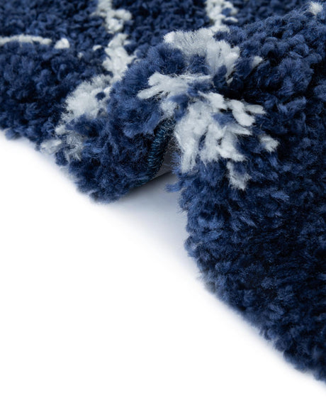 Navy Blue 8' x 8' Rabat Shag Round Area Rug Thick Soft Touch Fluffy & Plush Shaggy Pile Durable Geometric Carpet for Luxury Interior Design for Sale at Rug Engine