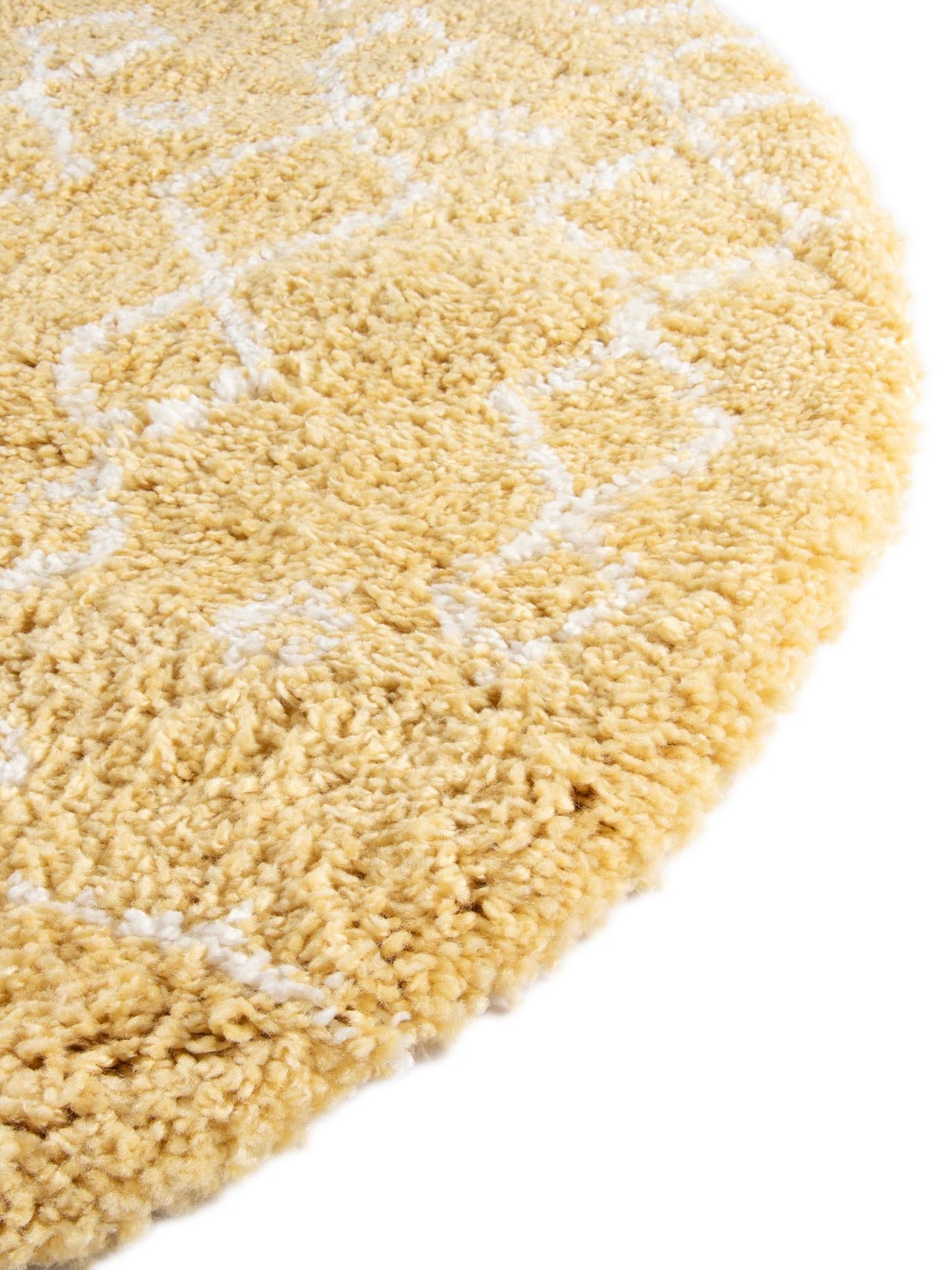 Yellow 5' 1 x 5' 1 Rabat Shag Round Area Rug Thick Soft Touch Fluffy & Plush Shaggy Pile Durable Geometric Carpet for Luxury Interior Design for Sale at Rug Engine