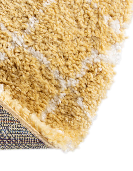 Yellow 8' x 8' Rabat Shag Round Area Rug Thick Soft Touch Fluffy & Plush Shaggy Pile Durable Geometric Carpet for Luxury Interior Design for Sale at Rug Engine