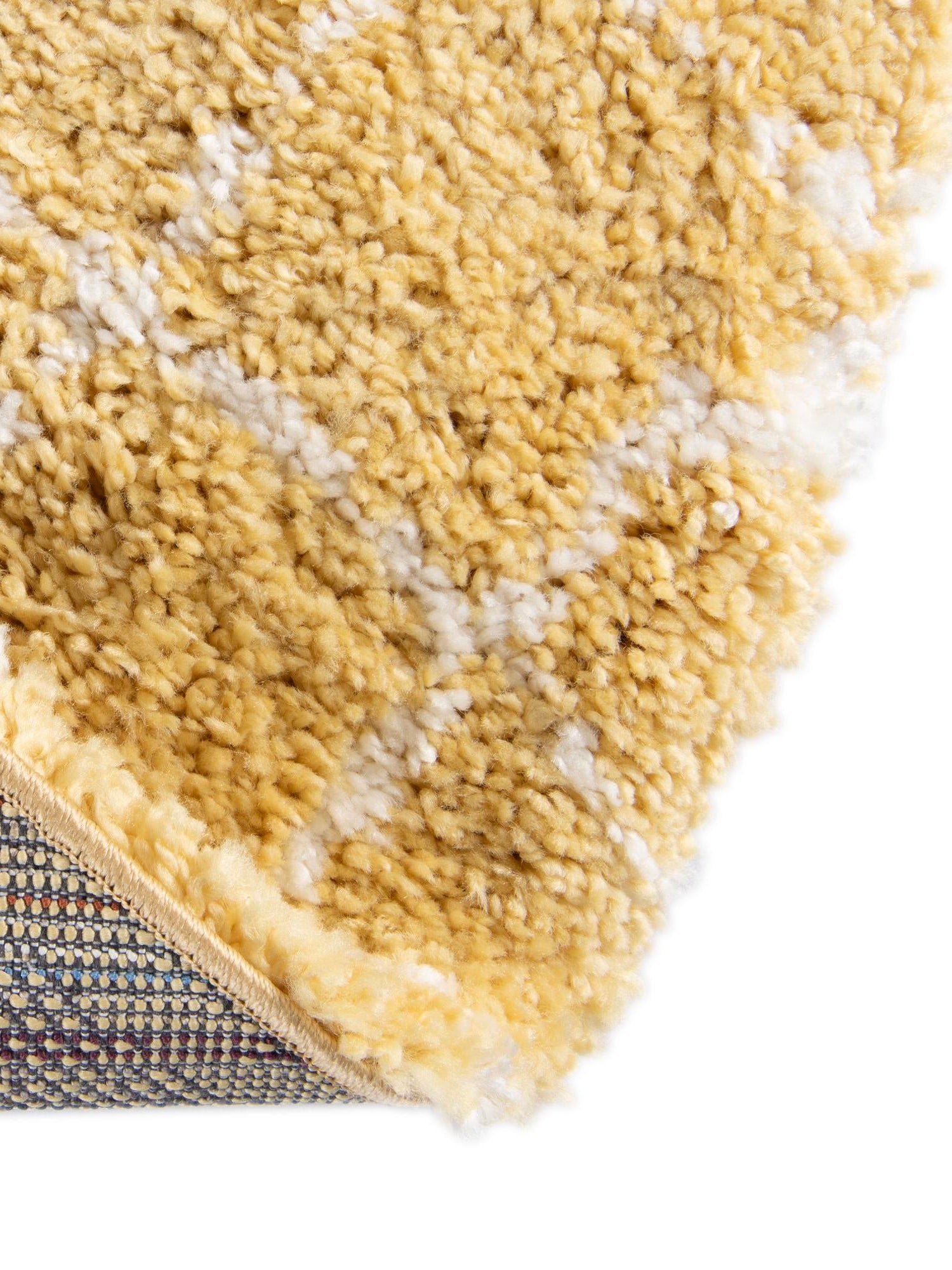 Yellow 5' 1 x 5' 1 Rabat Shag Round Area Rug Thick Soft Touch Fluffy & Plush Shaggy Pile Durable Geometric Carpet for Luxury Interior Design for Sale at Rug Engine