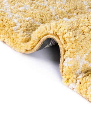 Yellow 5' 1 x 5' 1 Rabat Shag Round Area Rug Thick Soft Touch Fluffy & Plush Shaggy Pile