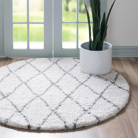 Pure Ivory 6' 1 x 6' 1 Rabat Shag Round Rug