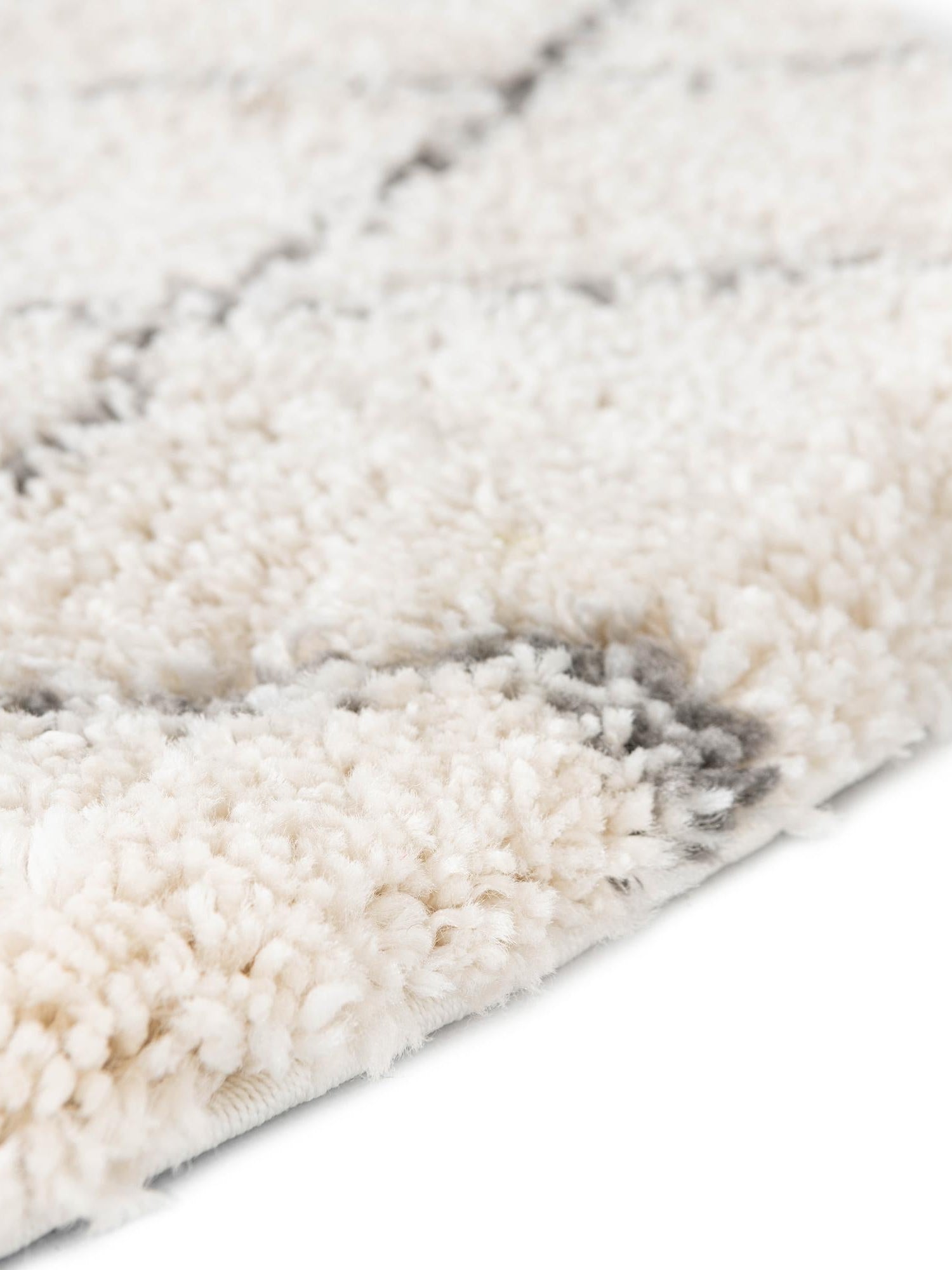 Pure Ivory 5' 3 x 5' 3 Rabat Shag Round Area Rug Thick Soft Touch Fluffy & Plush Shaggy Pile Durable Geometric Carpet for Luxury Interior Design for Sale at Rug Engine