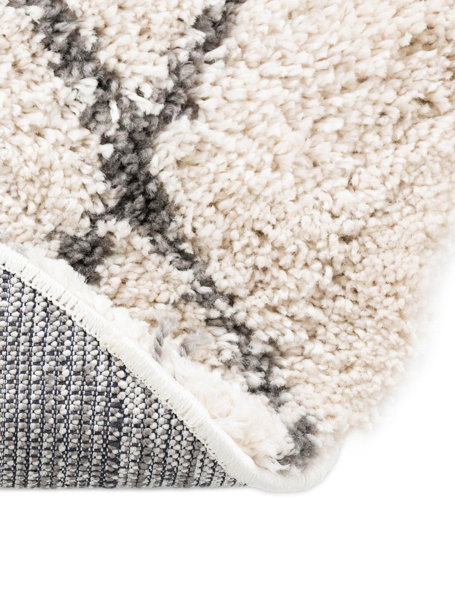 Pure Ivory 9' 10 x 9' 10 Rabat Shag Round Area Rug Thick Soft Touch Fluffy & Plush Shaggy Pile Durable Geometric Carpet for Luxury Interior Design for Sale at Rug Engine