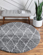 Gray 5' 3 x 5' 3 Rabat Shag Round Area Rug Thick Soft Touch Fluffy & Plush Shaggy Pile