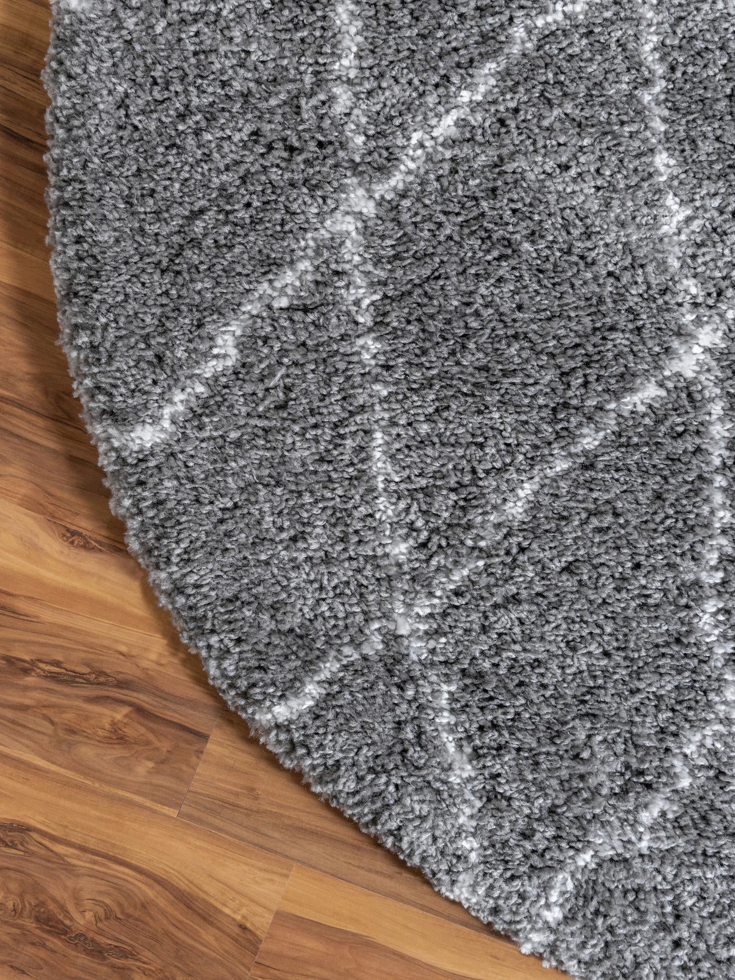 Gray 8' x 8' Rabat Shag Round Area Rug Thick Soft Touch Fluffy & Plush Shaggy Pile