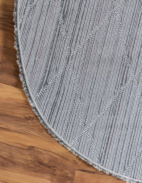 Gray 5' 3 x 5' 3 Rabat Shag Round Area Rug Thick Soft Touch Fluffy & Plush Shaggy Pile Durable Geometric Carpet for Luxury Interior Design for Sale at Rug Engine