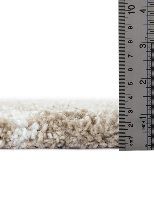 Taupe 5' 1 x 5' 1 Rabat Shag Round Area Rug Thick Soft Touch Fluffy & Plush Shaggy Pile