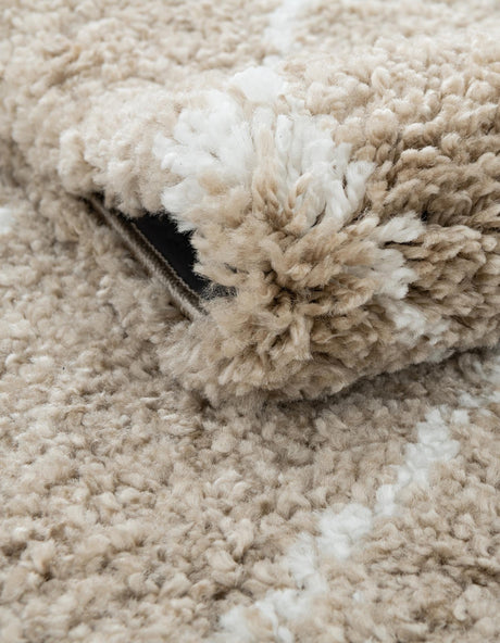 Taupe 5' 1 x 5' 1 Rabat Shag Round Area Rug Thick Soft Touch Fluffy & Plush Shaggy Pile Durable Geometric Carpet for Luxury Interior Design for Sale at Rug Engine