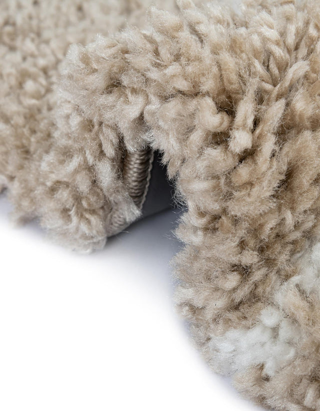 Taupe 5' 1 x 5' 1 Rabat Shag Round Area Rug Thick Soft Touch Fluffy & Plush Shaggy Pile