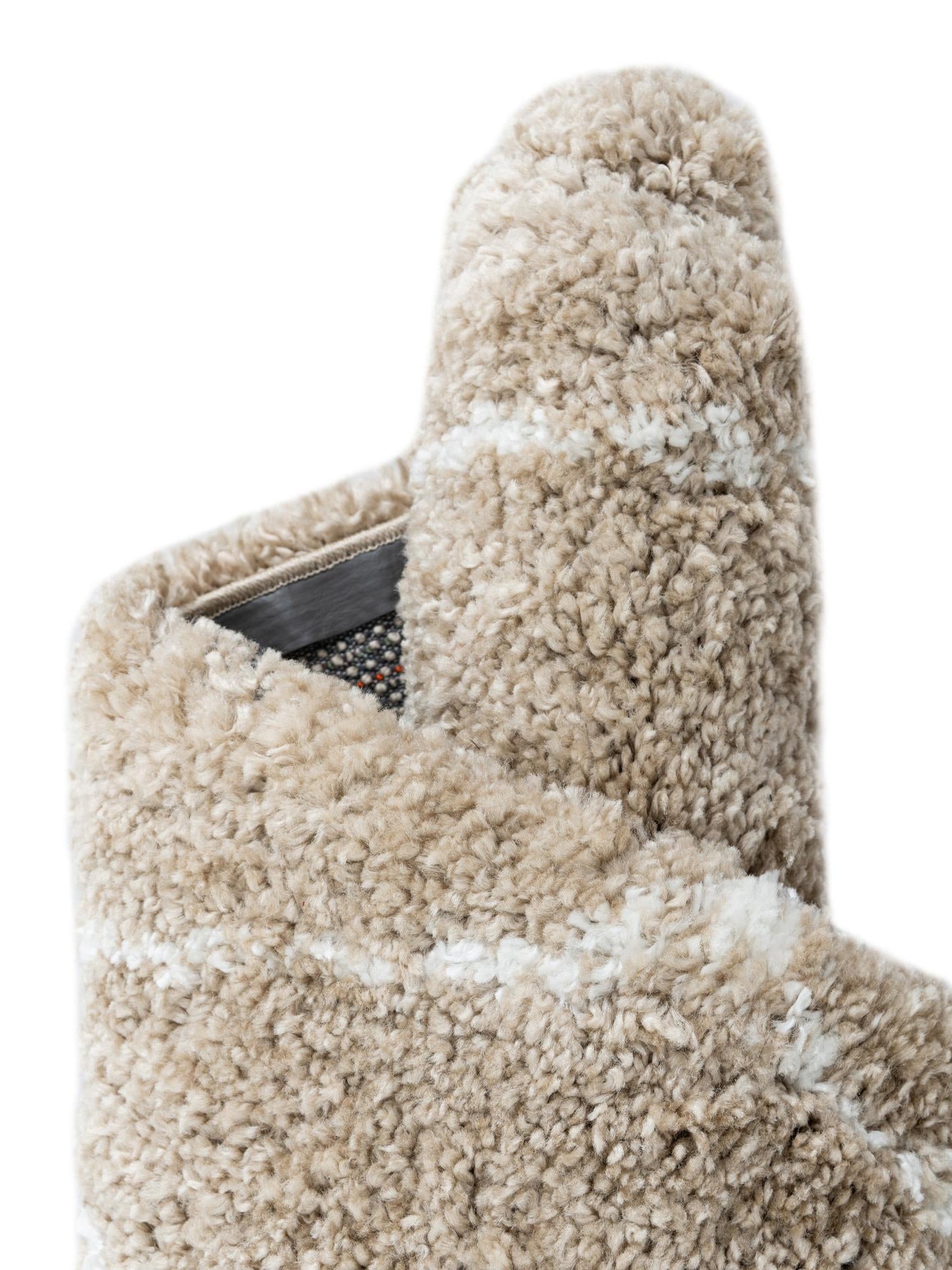 Taupe 5' 1 x 5' 1 Rabat Shag Round Area Rug Thick Soft Touch Fluffy & Plush Shaggy Pile Durable Geometric Carpet for Luxury Interior Design for Sale at Rug Engine